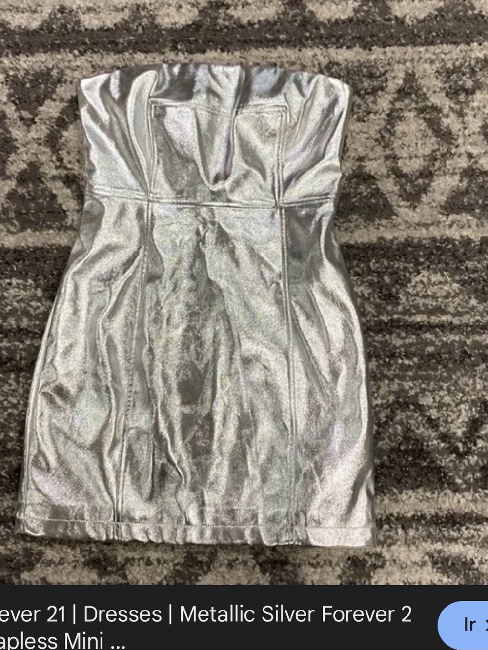 Forever 21 Silver Strapless Mini Dress